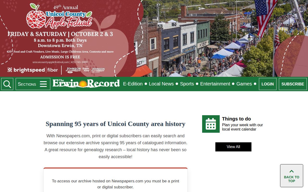 Erwin Record archive for Unicoi County arrest reports